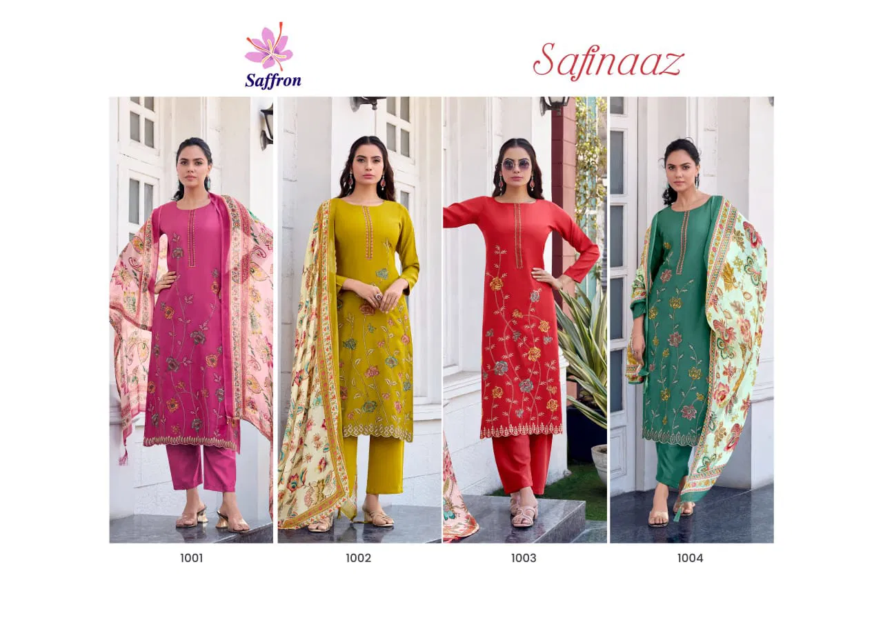 Safinaaz By Saffron Viscose Embroidery Salwar Kameez Surat Wholesale Market